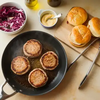 Savory Turkey Burgers with Balsamic Radicchio Slaw
