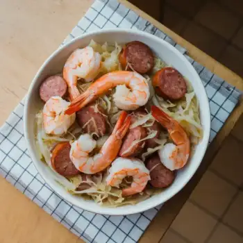 Shrimp Sauté with Kielbasa and Sauerkraut