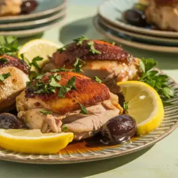 Lemon and Olive Braised Chicken Thighs
