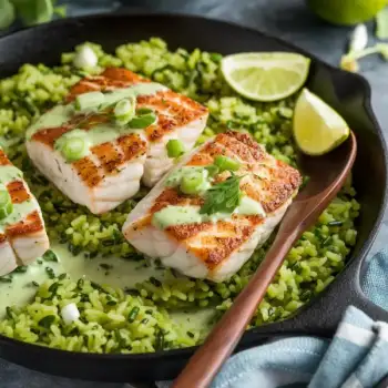 Herb-Infused Cod over Green Rice
