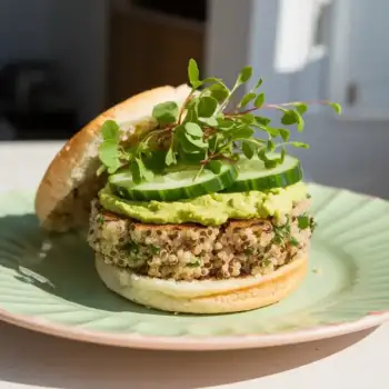 Quinoa Burgers with Avocado Mayo & Pea Shoots