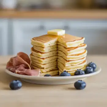 Classic Fluffy Pancakes with Optional Pancetta & Blueberries