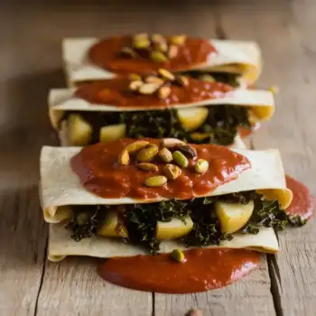 Hearty Potato-Kale Enchiladas with Homemade Roasted Chile Sauce