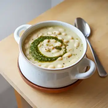 Roasted Garlic and White Bean Soup with Chimichurri