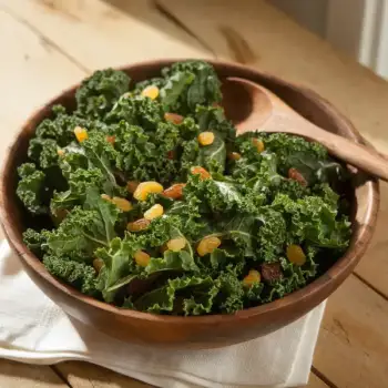 Green Kale Salad with Golden Raisins and Sherry Vinaigrette