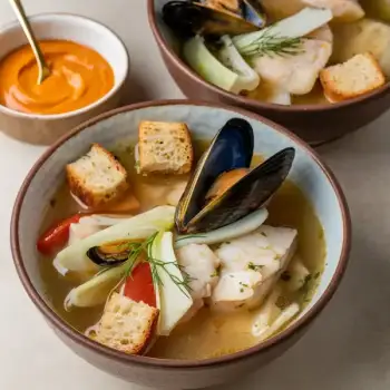 Savory Coastal Fish Soup with Homemade Rouille