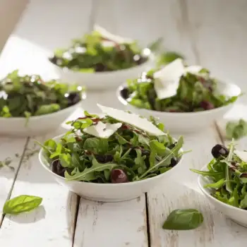 Arugula Salad with Parmesan, Olives, and Red Wine Vinaigrette
