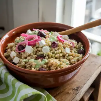 Barley Salad with Green Goddess Dressing, Pickled Onions, and Feta