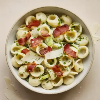 Springtime Orecchiette with Creamy Fennel and Crispy Bacon