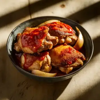 Braised Chicken Thighs with Harissa and Shallots