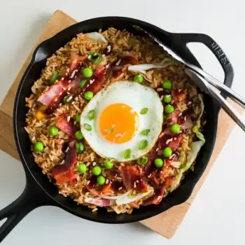 Crispy Fried Rice with Bacon and Cabbage