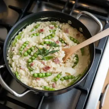 Risotto with Leeks and Sugar Snaps