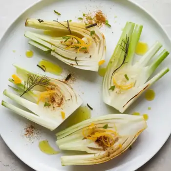 Orange and Lime-Garlic Fennel Quarters with Sunchoke Cream