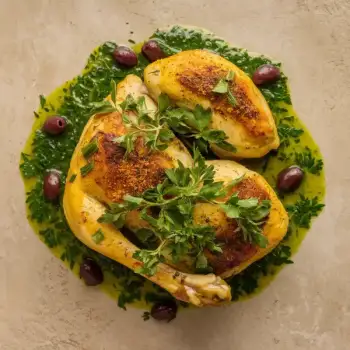 Golden Turmeric Chicken with Olive-Parsley Dressing