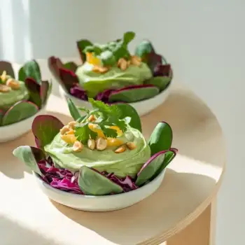 Ginger-Infused Creamy Pea Shoot & Red Cabbage Salad