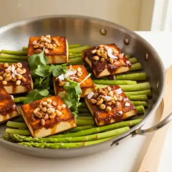 Crunchy Peanut-Crusted Tofu with Asparagus