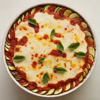 Eggplant Parmesan Casserole with Basil and Tomato