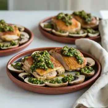 Chicken Thighs with Mushrooms and Chimichurri