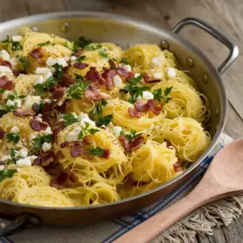 Buttery Garlic-Parmesan Spaghetti Squash with Crispy Bacon