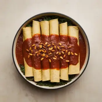 Hearty Potato-Kale Enchiladas with Homemade Roasted Chile Sauce