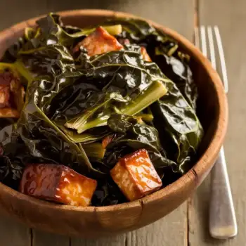 Smokey Tempeh Marinade Braised Collard Greens