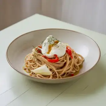 Spaghetti with Burrata and Garlic-Chile Oil