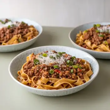East Meets West Beef and Mushroom Tagliatelle