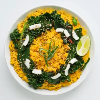 Creamy Coconut-Turmeric Rice with Greens