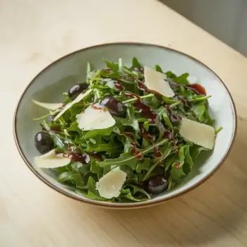 Arugula Salad with Parmesan, Olives, and Red Wine Vinaigrette