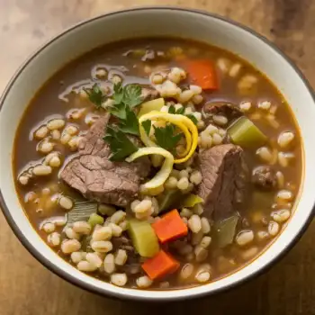 Beef Barley Soup with Lemon Twist