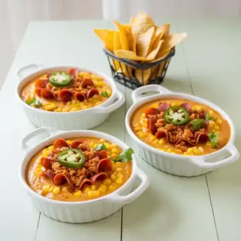 Sweet Corn Queso with Pepperoni Crumbs