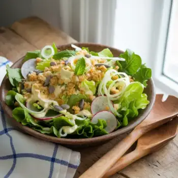 Crisp Little Gem Salad with Zesty Lemon Cream Dressing