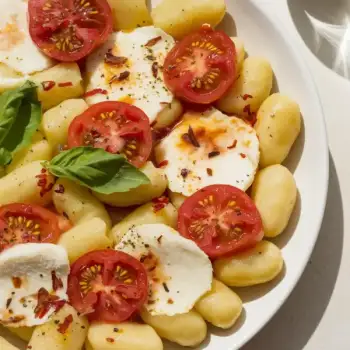 Crispy Gnocchi With Burst Tomatoes and Mozzarella