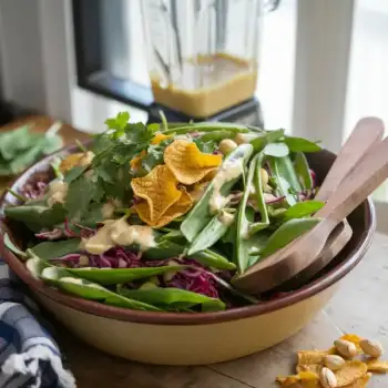 Ginger-Infused Creamy Pea Shoot & Red Cabbage Salad