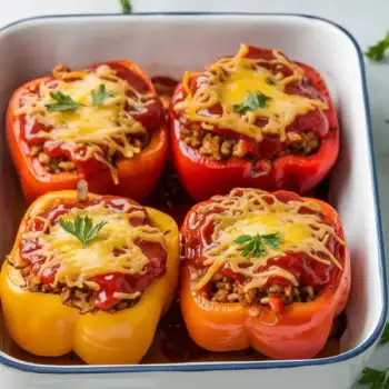 Savory Beef & Rice Stuffed Bell Peppers