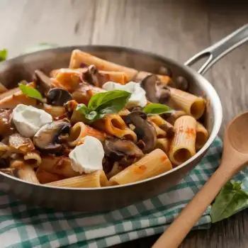 Rigatoni with Mushrooms, Anchovy, and Ricotta