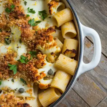 Cauliflower Rigatoni Bake with Sage and Cheeses