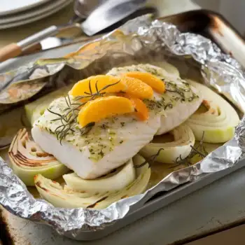 Herb-Buttered Cod with Fennel, Shallots & Orange