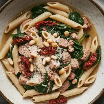 Tuscan-Style Turkey Sausage and Spinach Penne