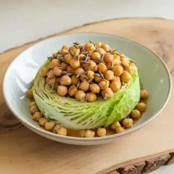 Green Cabbage with Caraway, Honey & Chickpeas