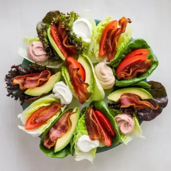 Crispy Bacon Lettuce, Tomato, and Avocado Cups