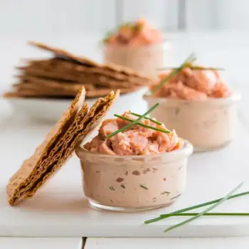 Garlicky Smoked Salmon Rillettes with Rye Crisps