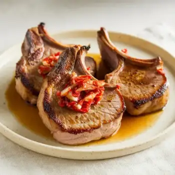Seared Pork Chops with Kimchi