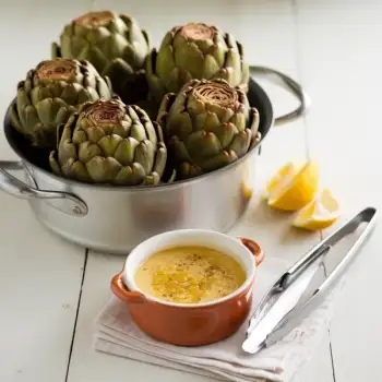 Steamed Artichokes with Salted Garlic Butter