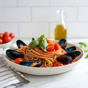 Mediterranean Mussels & Tomato Basil Spaghetti