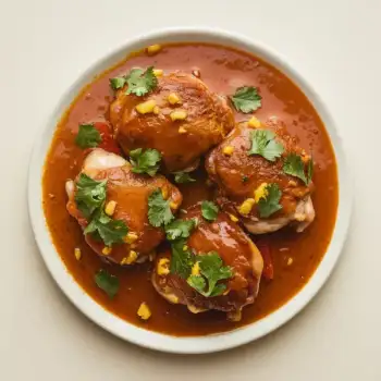 Coconut-Ginger Tomato Braised Chicken Thighs