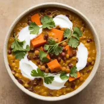 Aromatic Sweet Potato and Red Lentil Dal