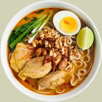 Burmese Chicken Curry Noodle Bowls with Broth