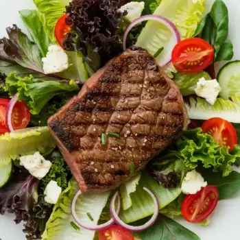 Savory Chuck Steak & Greens with Bleu Cheese