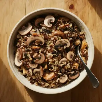 Hearty Wild Rice & Mixed Mushroom Bake